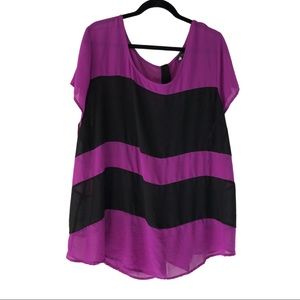 Black and Purple Back button Blouse